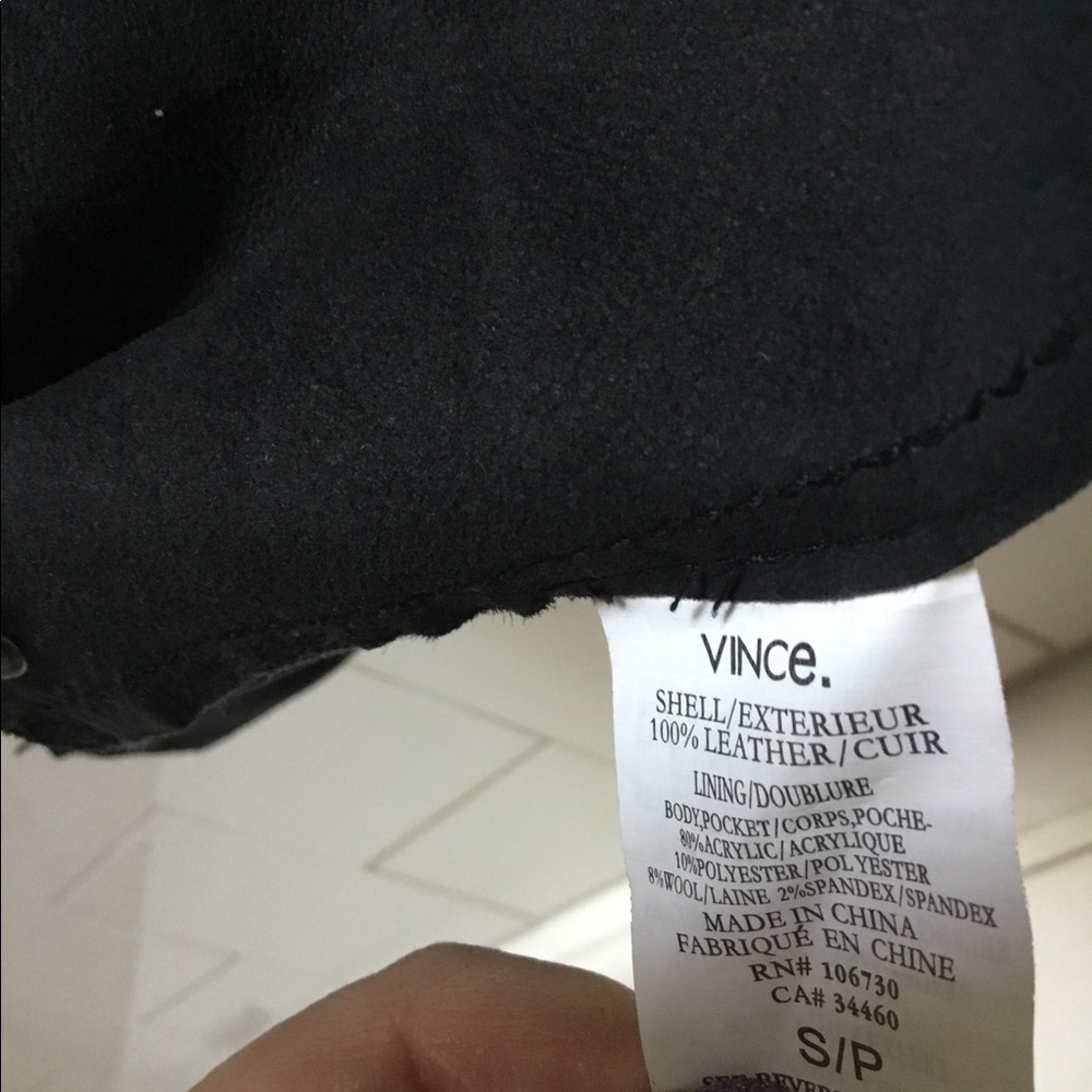 VINCE Soft Cross-Front Leather Moto Black Jacket S - Picture 12 of 12